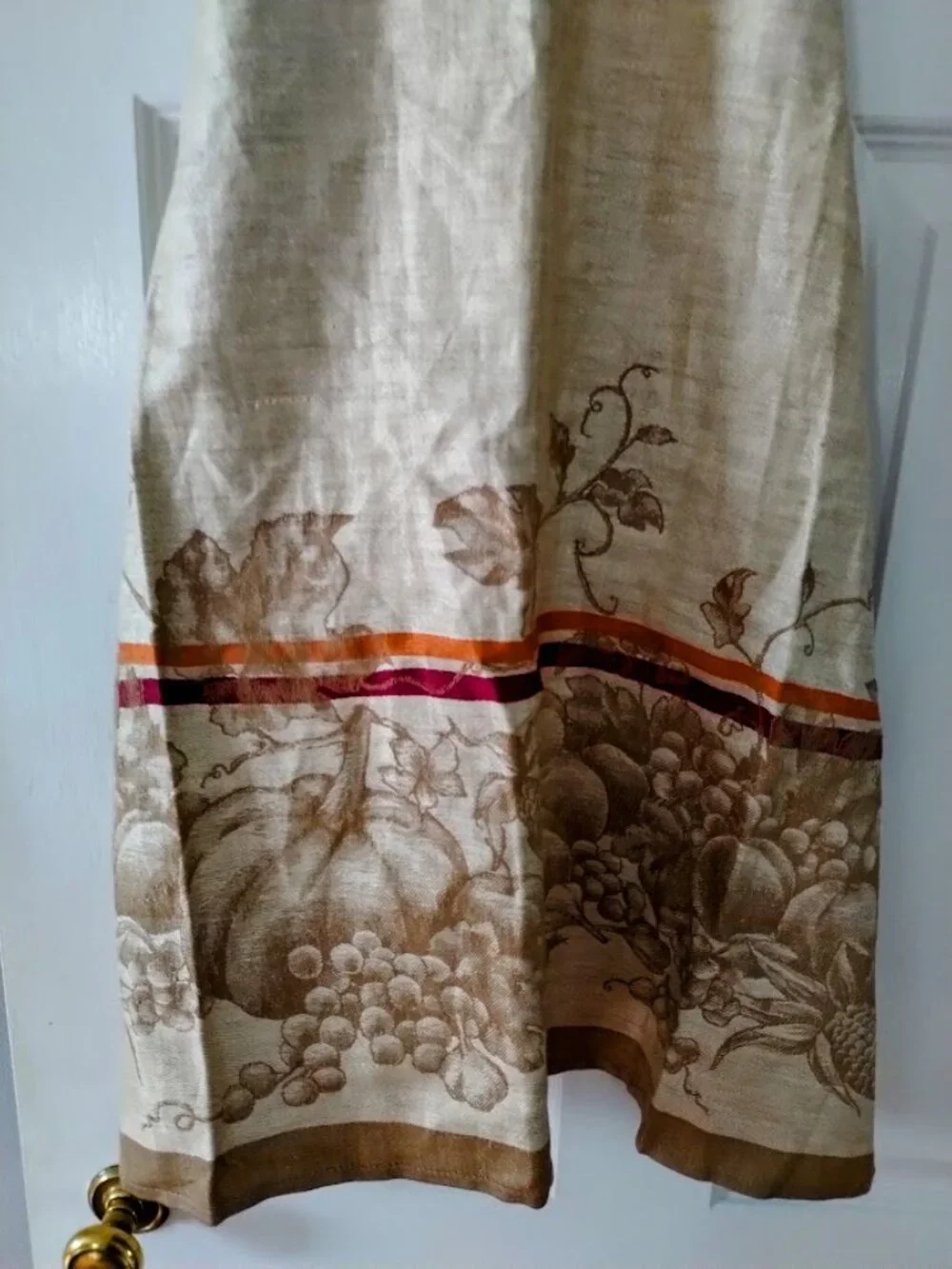 Williams Sonoma Pumpkin Jacquard Cotton Linen Apron w Adjustable Necktie
